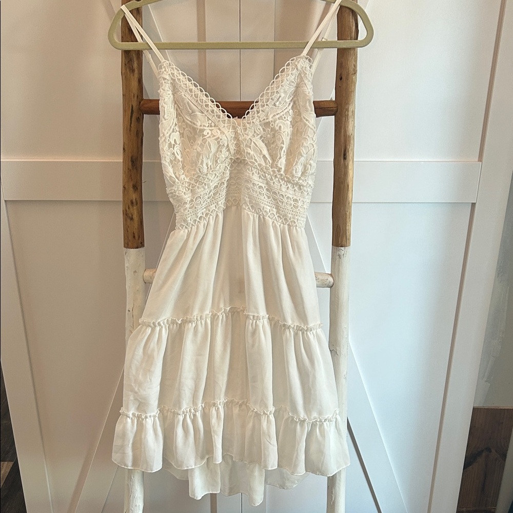 Dainty lace tie back White Spaghetti Strap Dress